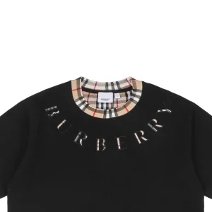 BBry Check Collar Logo Embroidery T-shirt Black