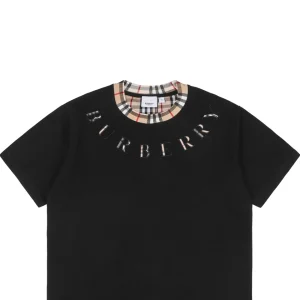 BBry Check Collar Logo Embroidery T-shirt Black