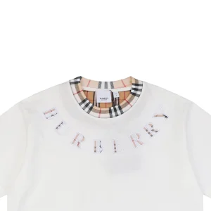 BBry Check Collar Logo Embroidery T-shirt White