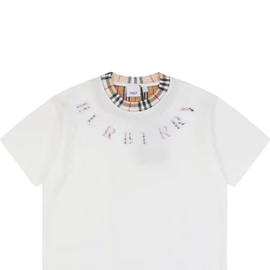 BBry Check Collar Logo Embroidery T-shirt White