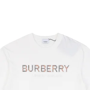BBry Check Patchwork Logo Embroidered T-shirt White