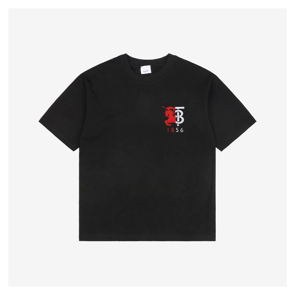 BBry Red & White Paneled Equestrian Logo Embroidered T-shirt Black