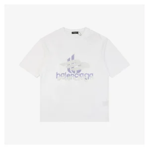 Balenciaga 3B Rhinestone Logo T-shirt White