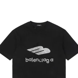Balenciaga 3B Rhinestone Logo T-shirt Black
