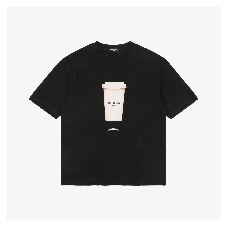 Balenciaga Beverage Cup Graphic T-shirt Black