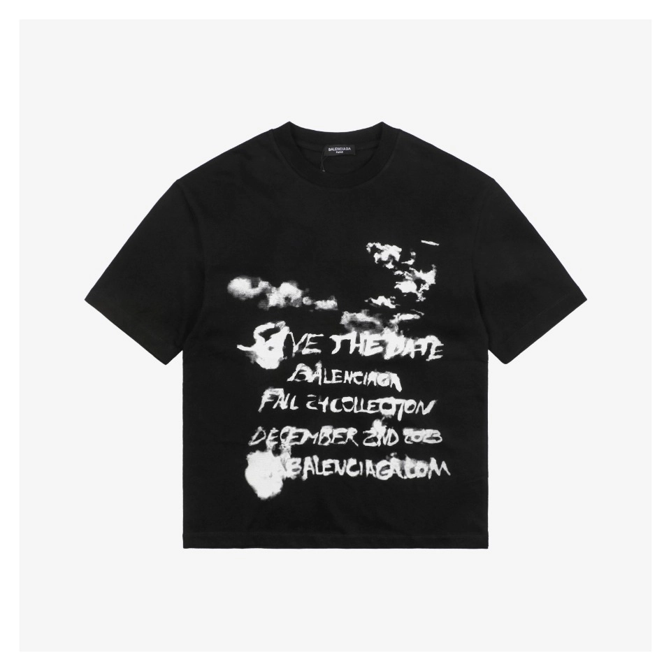 Balenciaga Cloud Text Logo T-shirt Black