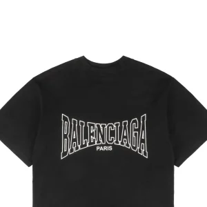 Balenciaga Cracked Paris Letter Print T-shirt Black