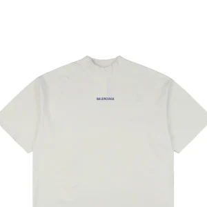 Balenciaga Electric Blue Paris Logo Embroidered T-shirt