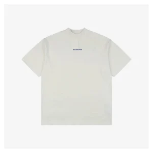 Balenciaga Electric Blue Paris Logo Embroidered T-shirt