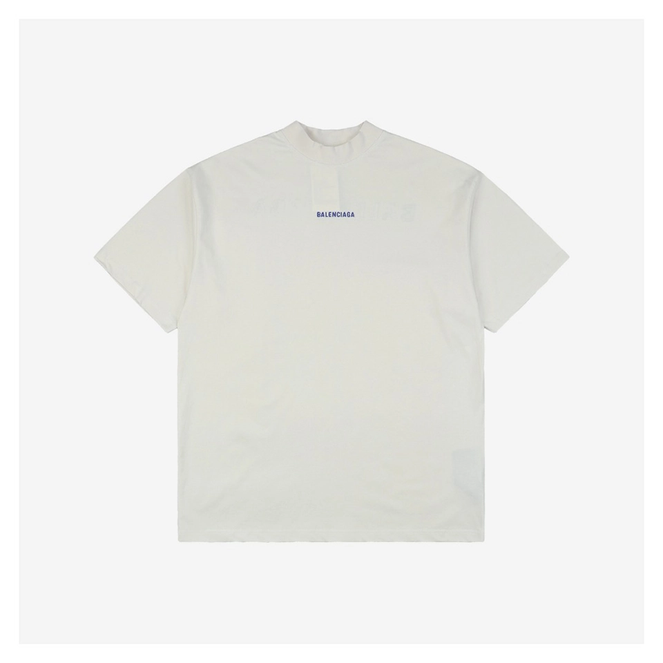 Balenciaga Electric Blue Paris Logo Embroidered T-shirt