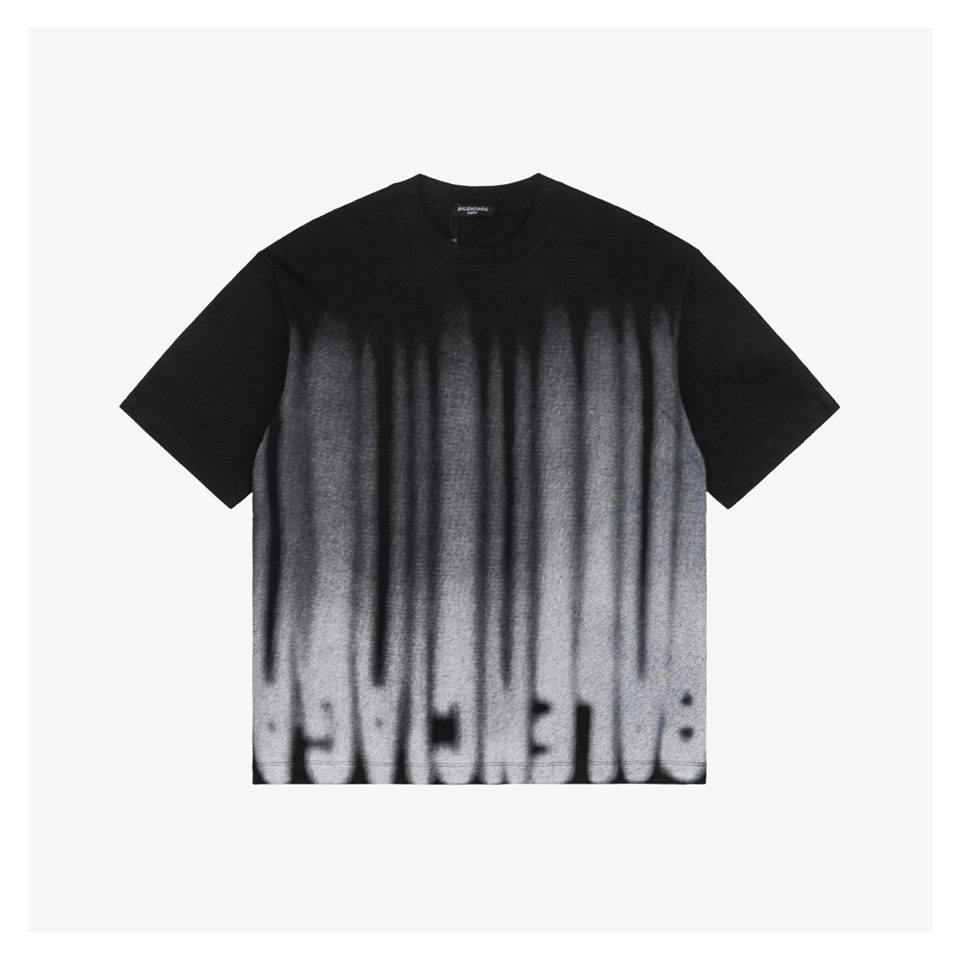 Balenciaga Ink Fringe Blurred Lettering Graphic T-shirt