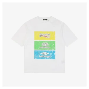 Balenciaga Multicolor Distressed Graffiti Triple Logo T-shirt