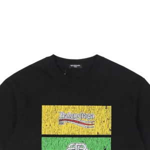 Balenciaga Multicolor Distressed Graffiti Triple Logo T-shirt Black