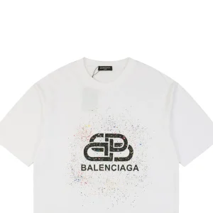 Balenciaga Paint-Splatter Padlock Graphic T-shirt