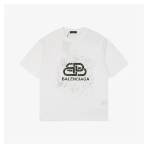 Balenciaga Paint-Splatter Padlock Graphic T-shirt