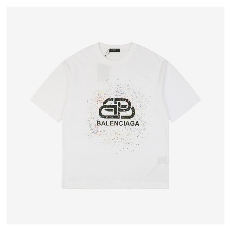Balenciaga Paint-Splatter Padlock Graphic T-shirt
