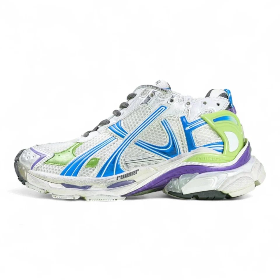 Balenciaga Runner Sneaker in White/Blue/Green/Purple