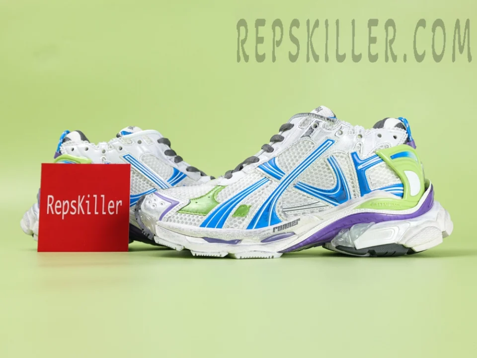 Balenciaga Runner Sneaker in White/Blue/Green/Purple
