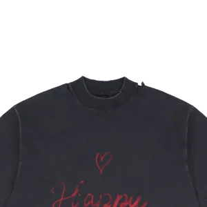 Balenciaga Valentine Graffiti Logo Print T-shirt Black