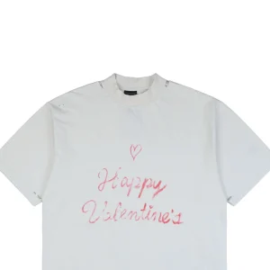 Balenciaga Valentine Graffiti Logo Print T-shirt White