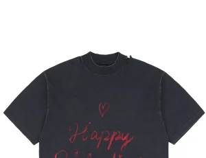 Balenciaga Valentine Graffiti Logo Print T-shirt Black