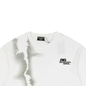 Balenciaga Vertical Watercolor Double-B Graffiti T-shirt White