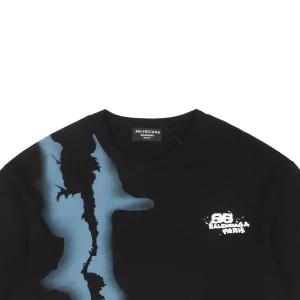 Balenciaga Vertical Watercolor Double-B Graffiti T-shirt Black