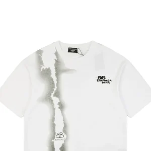 Balenciaga Vertical Watercolor Double-B Graffiti T-shirt White