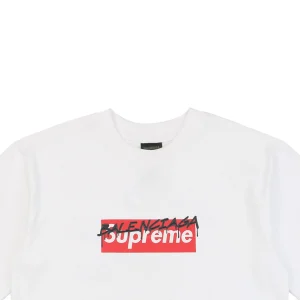 Balenciaga × Sup Red Box Logo Collab Lettering T-shirt White
