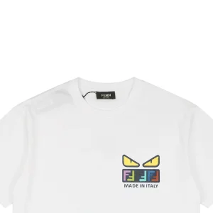 F Colorful FF Monster Eyes Flocked T-shirt White