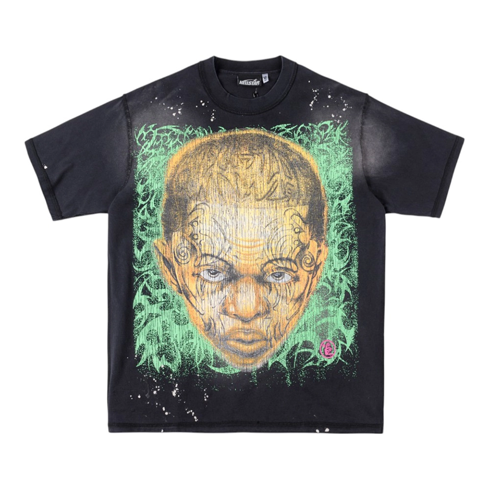HELLSTAR STUDIOS Graffiti Portrait Graphic Cotton T-shirt