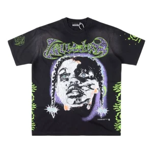 HELLSTAR STUDIOS Graphic Portrait Letter Print T-shirt