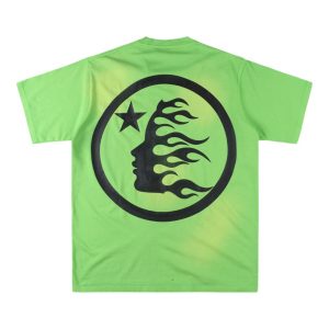 HELLSTAR STUDIOS “Green Flame Emblem” Vintage Wash Logo T-shirt