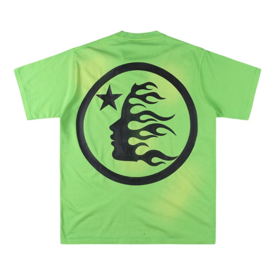 HELLSTAR STUDIOS “Green Flame Emblem” Vintage Wash Logo T-shirt