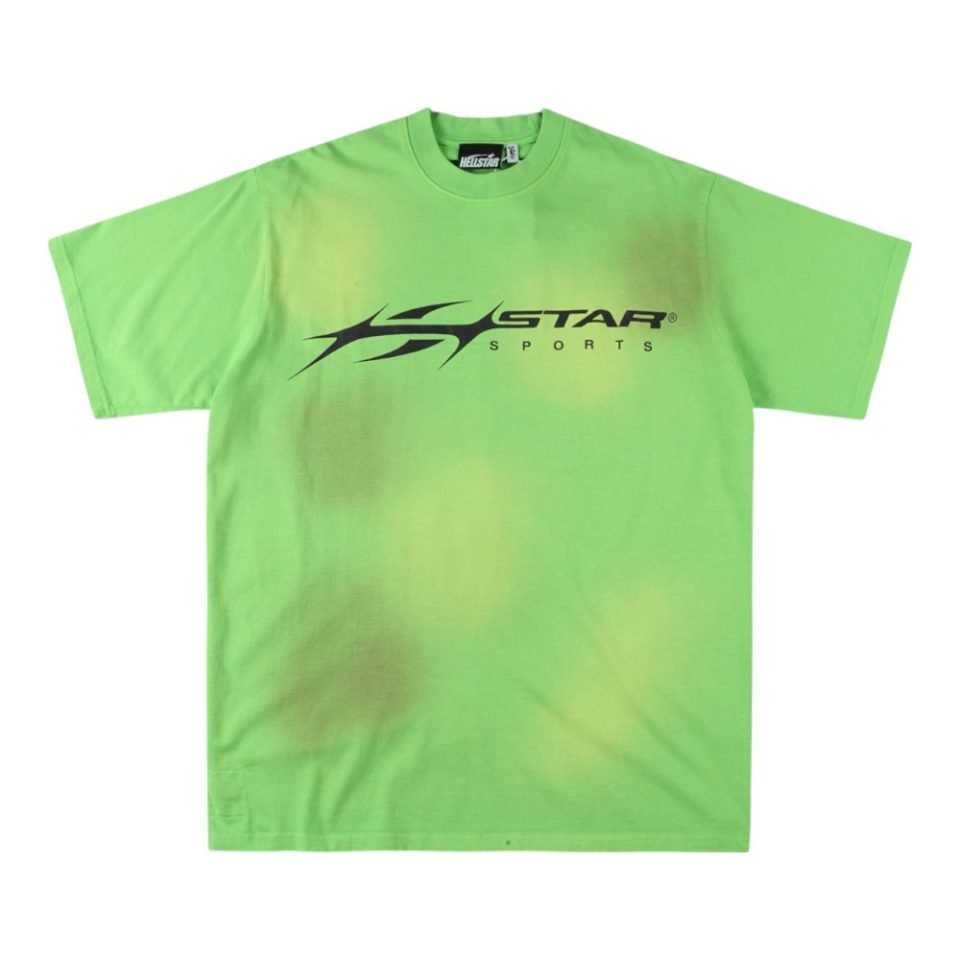 HELLSTAR STUDIOS “Green Flame Emblem” Vintage Wash Logo T-shirt