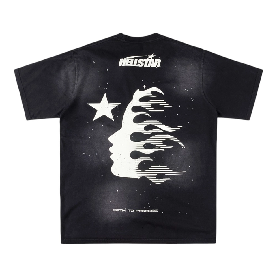 HELLSTAR STUDIOS “Path to Paradise” Washed Graphic Rhinestone T-shirt