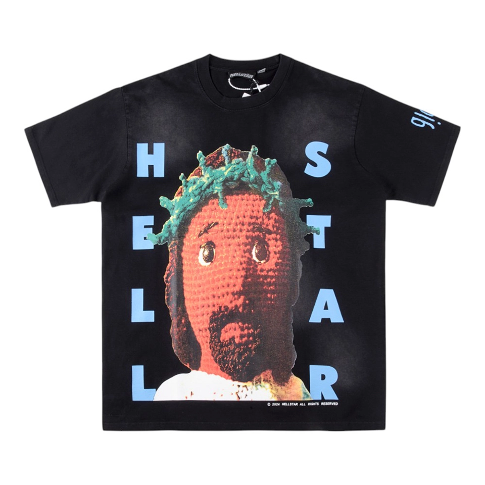 HELLSTAR STUDIOS Pixel Art Cotton Graphic T-shirt Black
