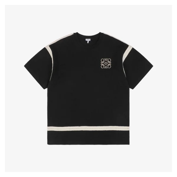 L Woven Floral Patch Embroidery T-shirt