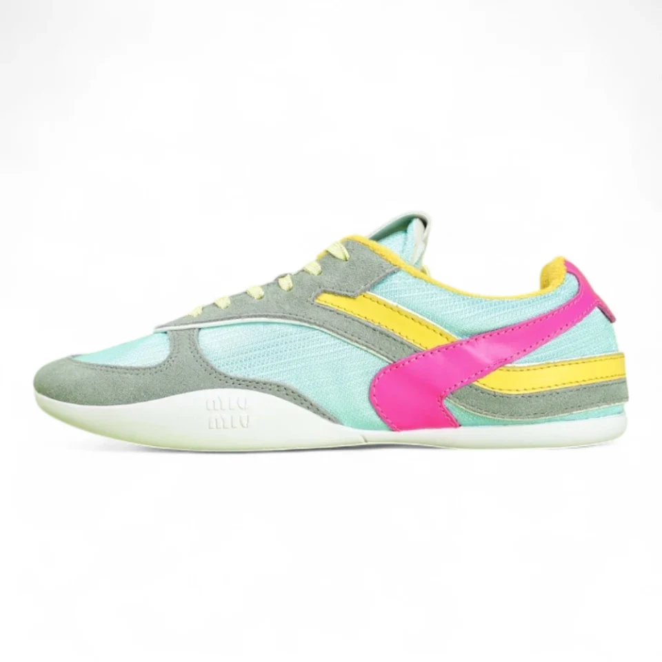 MM Gymnasium technical fabric and suede sneakers Fennel/purple