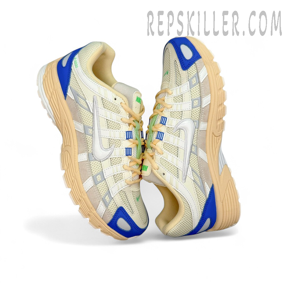 P‑6000 “Athletic Department” Coconut Milk / Medium Blue