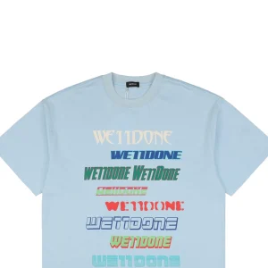 We11done Neon Glow Multicolor Streaming Print T-shirt Blue