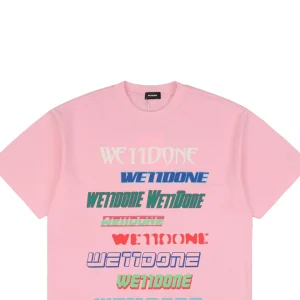 We11done Neon Glow Multicolor Streaming Print T-shirt Pink