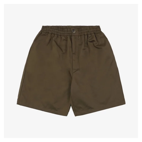 Ami Rear Pocket Logo Embroidered Shorts Brown