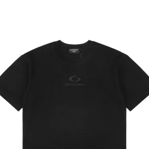Balenciaga Circle Emblem Silicone Print T-shirt Black