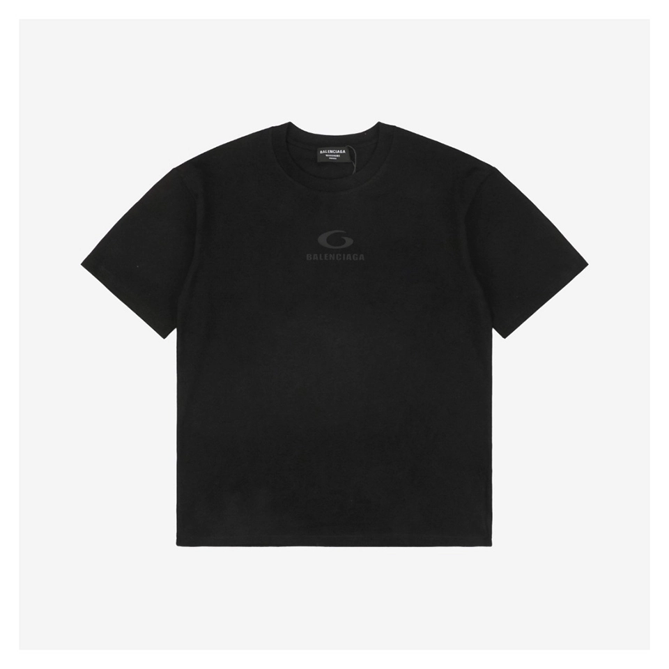 Balenciaga Circle Emblem Silicone Print T-shirt Black