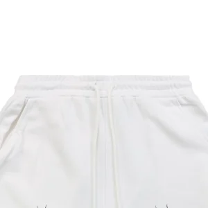 Balenciaga Gothic Letter Print Cotton Fleece Shorts White