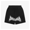 Balenciaga Gothic Letter Print Cotton Fleece Shorts (Black/White)