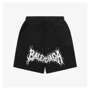 Balenciaga Gothic Letter Print Cotton Fleece Shorts