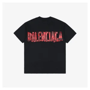 Balenciaga Letter Red Tape Print T-shirt