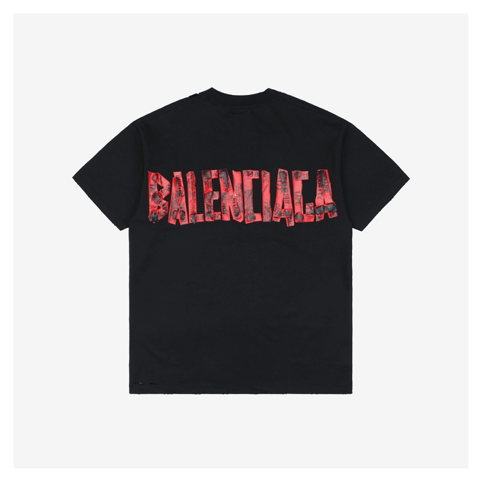 Balenciaga Letter Red Tape Print T-shirt